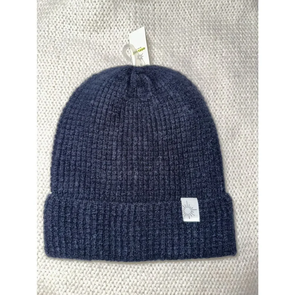 OFFLINE Navy Blue Waffle Knit Beanie Hat